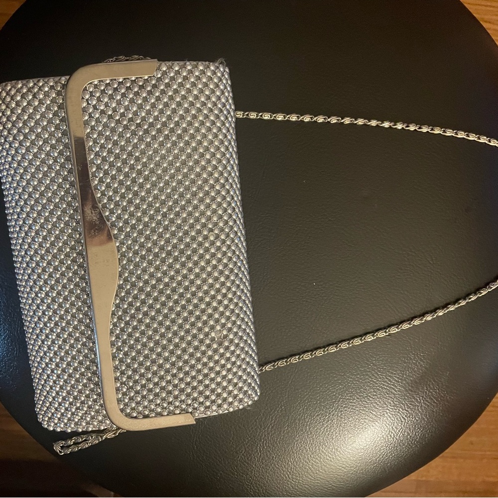Elegant Silver Clutch with Chain Strap